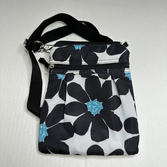 Mixed Bag‎ Designs Black WhiteCrossbody Bag w/ Silver Colored Hardware - Picture 1 of 9